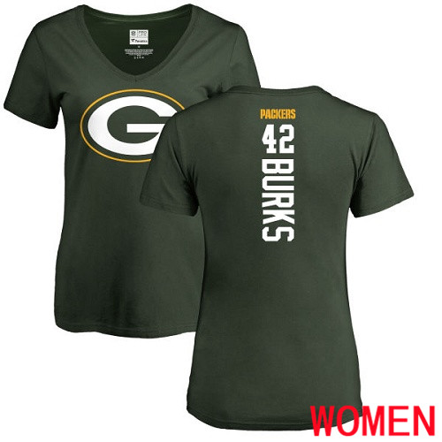 Green Bay Packers Green Women #42 Burks Oren Backer Nike NFL T Shirt